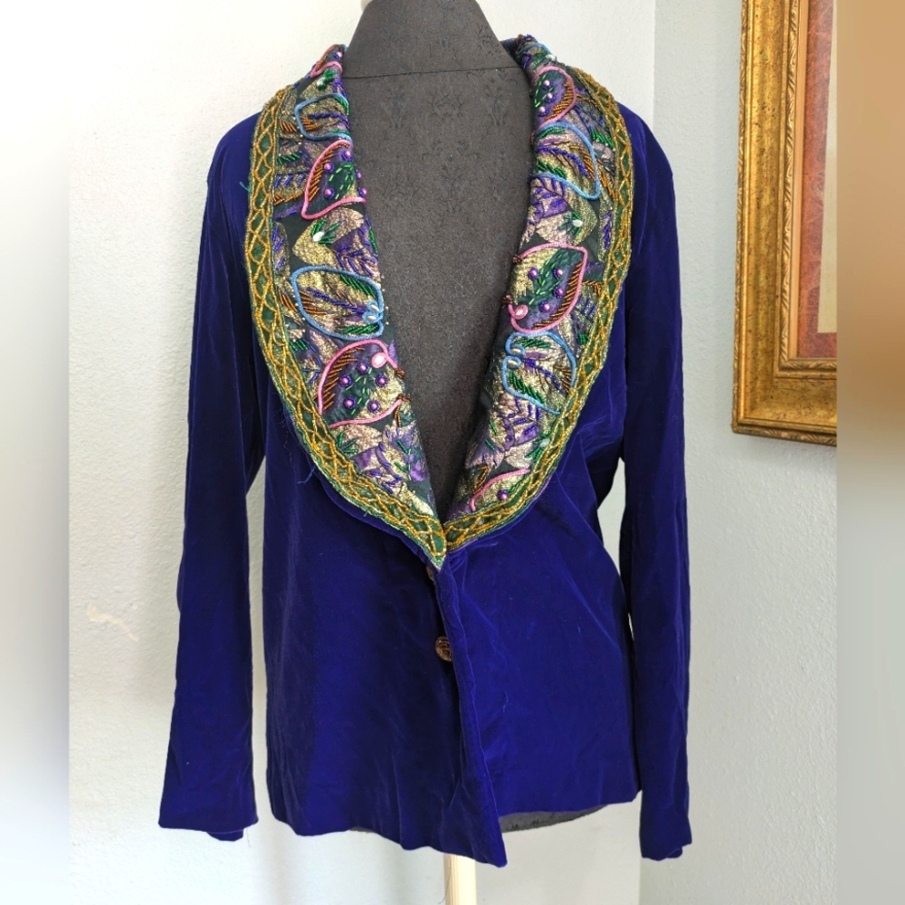 Victoria's Secret Gold Label Art Deco Style Velvet Beaded Blazer Jacket